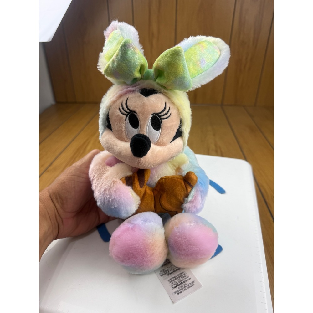 Disney Store Minnie Mouse Pastel Rainbow Tie Dye Bunny Costume Plush‎ 16 Inch